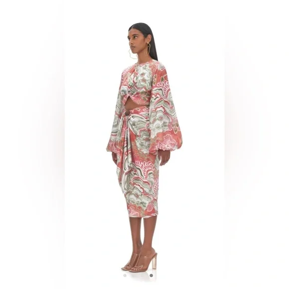 NWT Andrea Iyamah Swimwear Set Behati Abstract Mushroom Cropped Top  Size Large - Picture 3 of 3